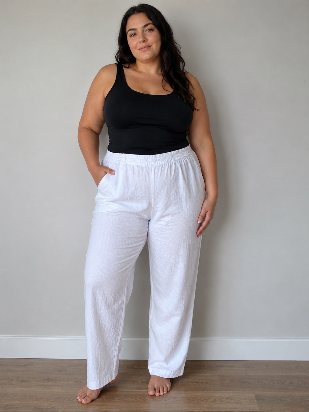 Old Navy White Linen Blend Pull On Pants XL Tall